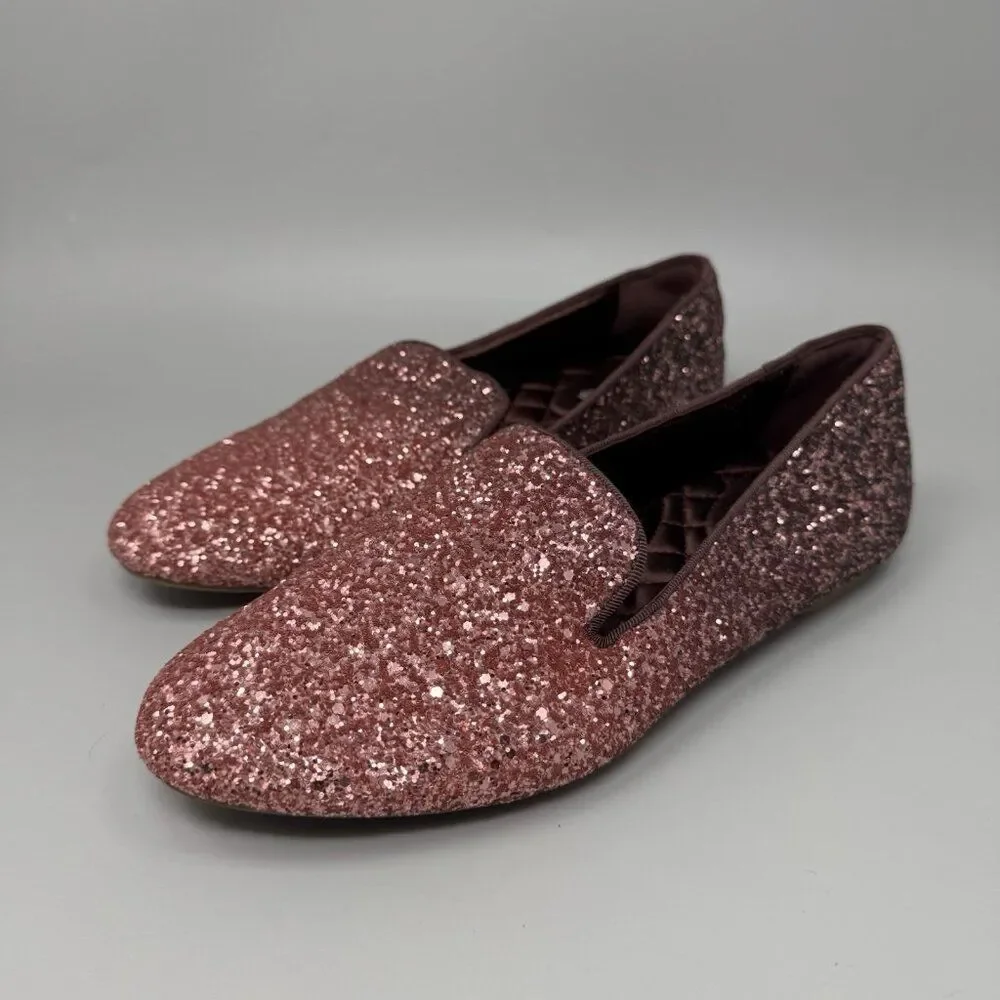 Birdies Shoes Womens 7.5 The Starling Rose Pink Glitter Sparkle Slip On Flats
